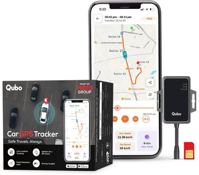 Qubo HTAC11NY12 Car|AntiTheft,Towing & Accident Alert|Installation Help|12 Month Plan GPS Device(Black)