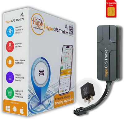 HypeGPSTracker Wired V2 Pro GPS for Car, Bike & all Vehicles |Engine ON/OFF |1 year Sim data GPS Device(4 Maps, Black)