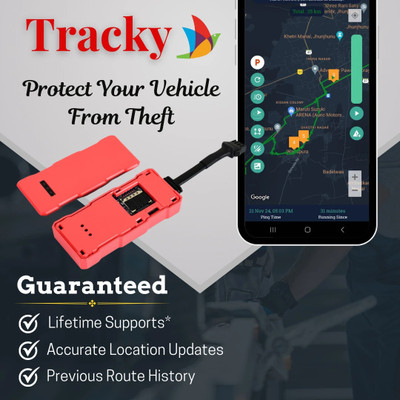 Tracky Wired GPS Tracker for Car, Bike, EV Scooty Truck with Engine ON/Off Alerts GPS Device(Red)
