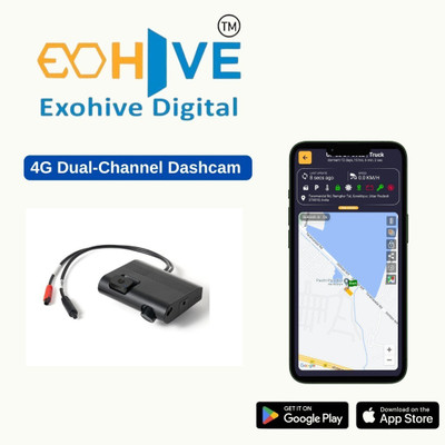 Exohive Digital 4g Dash Cam With Inbuilt Gps Tracker, Live 1080 Video Sos Button Gps Device GPS Device(Black)