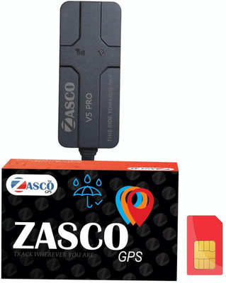 ZASCO V5 PRO Live Tracking (ANTI-THEFT SIREN) for Car Bike ( With Waterproof Tape) GPS Device(1 Maps, Black)