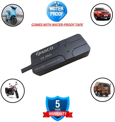ZASCO V5 Pro (With Waterproof tape) Tracker & Remote Engine ON/OFF Function (M2M SIM) GPS Device(1 Maps, Black)