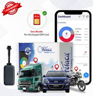 fetaca EC08 Wired GPS Tracker for Car/Bike | Live Tracking with 1 Month SIM Data & Soft GPS Device(Black)