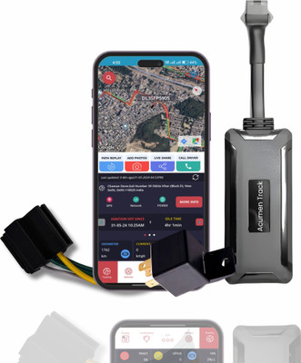 Acumen Track Y300(Engine ON/OFF, Inbuilt Battery) Smallest GPS Tracker for Bike car & Truck with Anti- Theft Alarm GPS Device(30 Maps, Black)