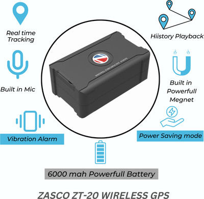 ZASCO Z20 Wireless Magnetic 60000mAH Battery(15 Days Backup)|Voice GPS Device(Black)