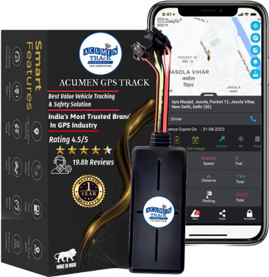 Acumen Track UC 600(SOS, Panic Button & Microphone) GPS Tracker for Car Bike Suv & Truck with Inbuilt Battery Engine Cut Off GPS Device(30 Maps, Black)
