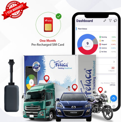fetaca EC08 Wired GPS Tracker for Car/Bike | Live Tracking | 1 Month SIM Data & Soft GPS Device(Black)