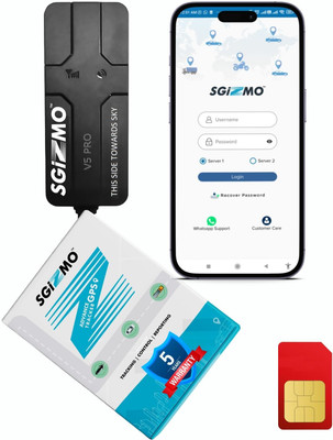 sGizmo V5 Pro with Anti-theft Alert Remote Engine ON/OFF (Water and Dust-Proof) GPS Device(Black)