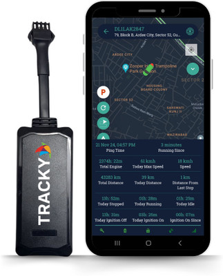 Tracky Wire - Wired Tracker with Remote Engine Lock for Car, Bike, Truck, Bus GPS Device(Black)