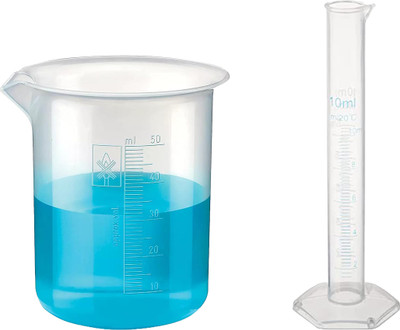 Pushpa Polypropylene 10ml Measuring Cylinder & 50ml Measuring Beaker Combo PP (Polypropylene) Graduated Cylinder(10 ml)