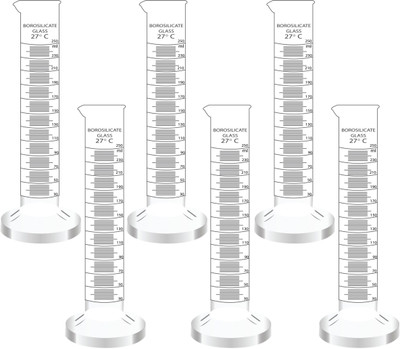 Pushpa Borosilicate Glass Measuring Cylinders 250ml (pack of 6) with Graduation Marks Borosilicate Glass Graduated Cylinder(250 ml)