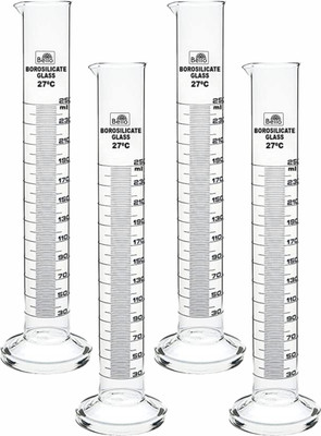 Bello Borosilicate 3.3 Glass Measuring Cylinder Round Base Set of 4 Borosilicate Glass Graduated Cylinder(250 ml)