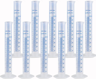 Salco 10Pack 100ml Plastic Graduated Cylinder, Plastic Measuring Cylinder Set Plastic Graduated Cylinder(100 ml)