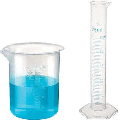 Pushpa Polypropylene 25ml Measuring Cylinder & 50ml Measuring Beaker Combo PP (Polypropylene) Graduated Cylinder(25 ml)