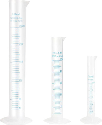 OCTA Plastic Measuring Cylinder Set-10ml,50ml,250ml PP (Polypropylene) Graduated Cylinder(250 ml)