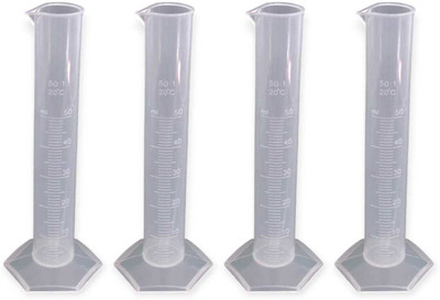 SKNIND SKAN's Poly Measuring Cylinder (50 ml Each) | Pack of 4 | For Scientific Use | PP (Polypropylene) Graduated Cylinder(50 ml)