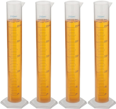 Spylx Plastic Measuring Cylinder 250ml, Pack of 4 Plastic Graduated Cylinder(250 ml)
