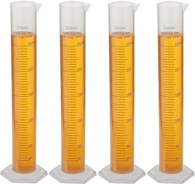 Spylx Plastic Measuring Graduated Cylinder's for Laboratory Test pack of 4 Plastic Graduated Cylinder(250 ml)