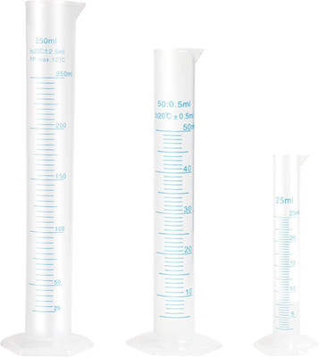 OCTA Plastic Measuring Cylinder Set-25ml,50ml,250ml PP (Polypropylene) Graduated Cylinder(250 ml)