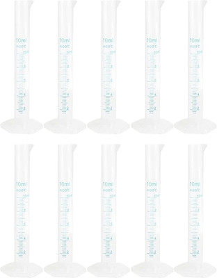 OCTA 10ML Transparent Plastic Graduated Cylinder for Laboratory Testing (Pack of 10) PP (Polypropylene) Graduated Cylinder(10 ml)