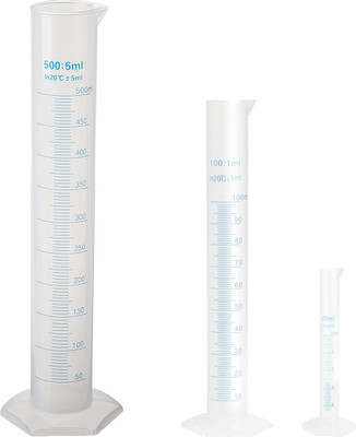 OCTA Plastic Measuring Cylinder Set-10ml,100ml,500ml PP (Polypropylene) Graduated Cylinder(500 ml)