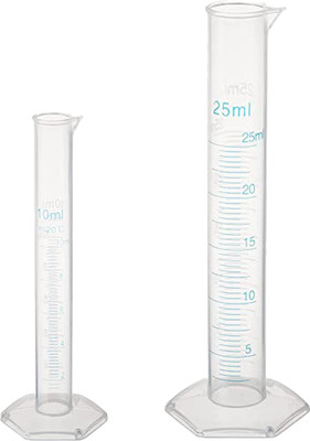OCTA Plastic Measuring Cylinder Set with 10ml and 25ml Hexagonal Base PP (Polypropylene) Graduated Cylinder(35 ml)