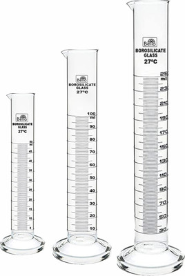 Bello Borosilicate 3.3 Glass Measuring Cylinder 50ml, 100ml 250ml, Round Base Set of 3 Borosilicate Glass Graduated Cylinder(400 ml)