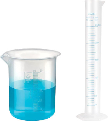 Pushpa Polypropylene 250ml Measuring Cylinder & 50ml Measuring Beaker Combo PP (Polypropylene) Graduated Cylinder(250 ml)