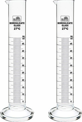 Bello Borosilicate Glass 3.3 measuring Cylinder 50ml Set of 2 Borosilicate Glass Graduated Cylinder(50 ml)