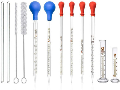 Salco 6 Pipettes, 2 Graduated Cylinder, 2pcs Droppers Brush and 2pcs Glass Stir Sticks Plastic Graduated Cylinder(100 ml)