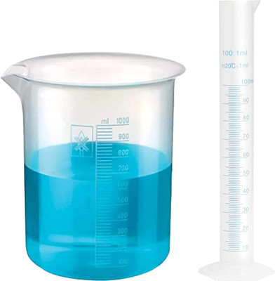 Pushpa Polypropylene 100ml Measuring Cylinder & 1000ml Measuring Beaker Combo PP (Polypropylene) Graduated Cylinder(100 ml)