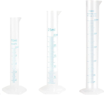 Spylx Measuring Cylinder Combo Pack of 2, 25ml & 250ml Polypropylene Hexagonal Base PP (Polypropylene) Graduated Cylinder(250 ml)
