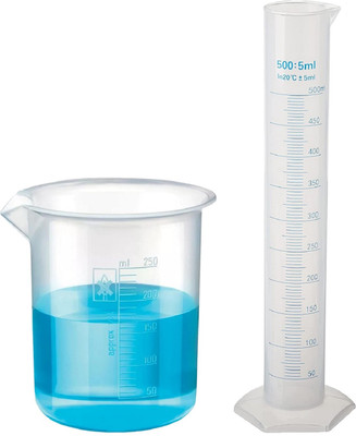 Pushpa Plastic 500ml Measuring Cylinder & 250ml Measuring Beaker Combo PP (Polypropylene) Graduated Cylinder(500 ml)