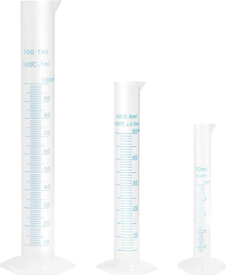 Pushpa Plastic Measuring Cylinder Set-10ml, 50ml, 100ml with Hexagonal Base PP (Polypropylene) Graduated Cylinder(100 ml)