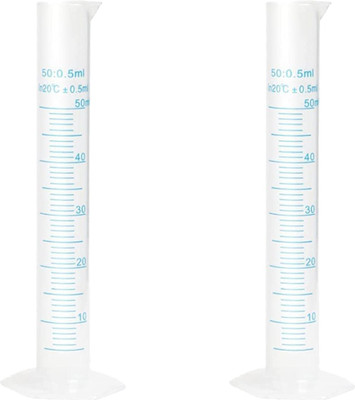 Pushpa 50ML Transparent Plastic Graduated Cylinder for Laboratory Testing (Pack of 2) PP (Polypropylene) Graduated Cylinder(50 ml)