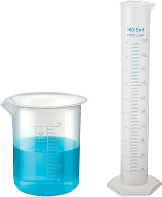 Pushpa Plastic 500ml Measuring Cylinder & 50ml Measuring Beaker Combo PP (Polypropylene) Graduated Cylinder(500 ml)
