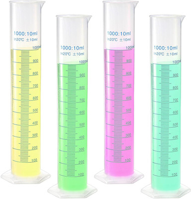 Salco 4 Pack 1000ml PGraduated Cylinder with Stable Base, Plastic Measuring Cylinder Plastic Graduated Cylinder(1000 ml)