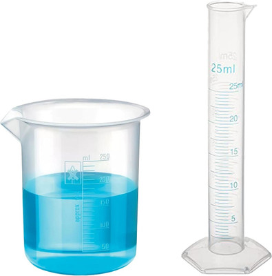 OCTA Plastic 25ml Measuring Cylinder & 250ml Measuring Beaker Combo PP (Polypropylene) Graduated Cylinder(250 ml)