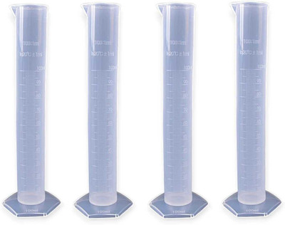 SKNIND SKAN's Poly Measuring Cylinder (100ml each) | Pack of 4 | For Scientific Use | PP (Polypropylene) Graduated Cylinder(100 ml)