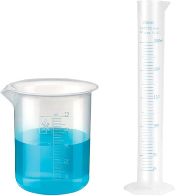 OCTA Plastic 250ml Measuring Cylinder & 50ml Measuring Beaker Combo Pack PP (Polypropylene) Graduated Cylinder(50 ml)