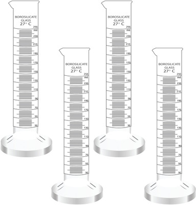 Pushpa Borosilicate Glass Measuring Cylinders 250ml (pack of 4) with Graduation Marks Borosilicate Glass Graduated Cylinder(250 ml)
