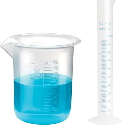 OCTA Polypropylene 100ml Measuring Cylinder & 100ml Measuring Beaker Combo PP (Polypropylene) Graduated Cylinder(100 ml)