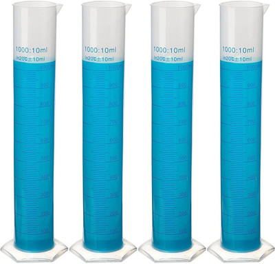 Spylx Plastic Measuring Cylinder 1000ml, Pack of 4 Plastic Graduated Cylinder(1000 ml)