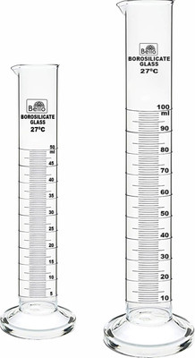 Bello Borosilicate 3.3 Glass Measuring Cylinder 50ml, 100ml Round Base Borosilicate Glass Graduated Cylinder(150 ml)