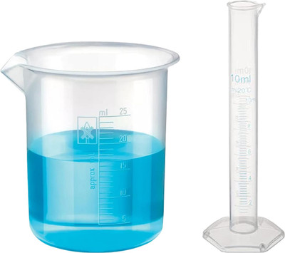 Pushpa Plastic 10ml Measuring Cylinder & 25ml Measuring Beaker Combo PP (Polypropylene) Graduated Cylinder(10 ml)