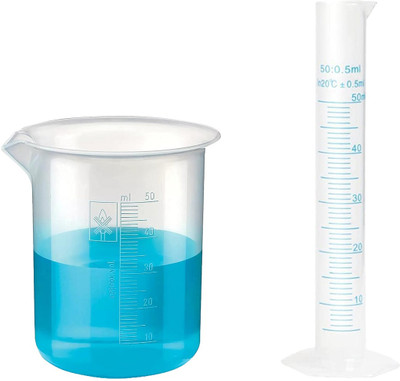 Pushpa Plastic 50ml Measuring Cylinder & 50ml Measuring Beaker Combo PP (Polypropylene) Graduated Cylinder(50 ml)