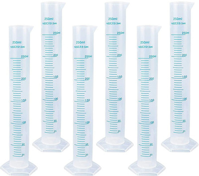 Salco 6 Pack Plastic Graduated Cylinder 250 ml Transparent Measuring Cylinder Set Plastic Graduated Cylinder(250 ml)