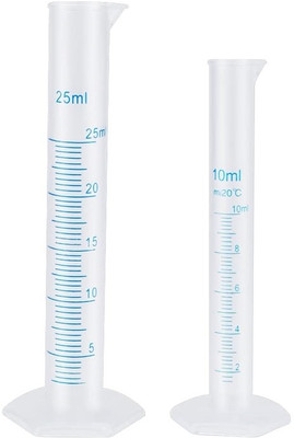 Plexus Plastic Measuring Cylinder Transparent Graduated Combo of 10ml, 25ml (1 Pc each) PP (Polypropylene) Graduated Cylinder(10 ml)