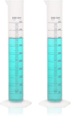 Salco 500ml Graduated Cylinder Set, 2pcs of Blue Printed Plastic Measuring Cylinders Plastic Graduated Cylinder(500 ml)