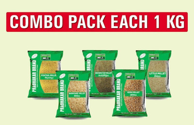 Prabhakar Brand Foxtail Millet ,Little Millet, Barnyard Millet,Kodo Millet,Browntop Millet Combo Mixed Millet(5 kg, Pack of 5)